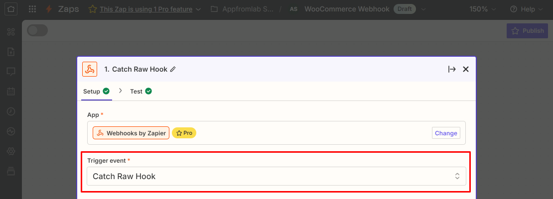 Zapier Webhook > Catch Raw Hook